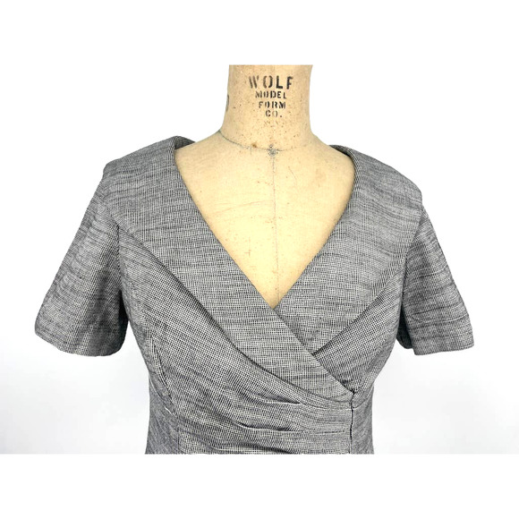 AB Studio Black and White V-Neck Short Sleeve Lined Dress Size 10 - Picture 5 of 10